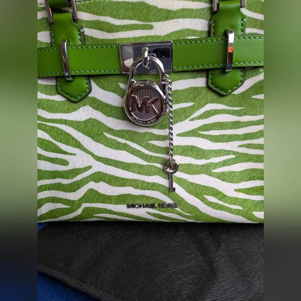 Michael Kors Hamilton Small Green Zebra Print Women's Bag
